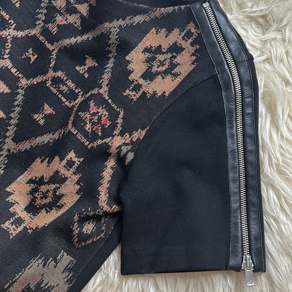 Sandro Santa Fe Ria Sheath Dress Wool Leather Zip Sleeves Womens size 1 small - Picture 9 of 11